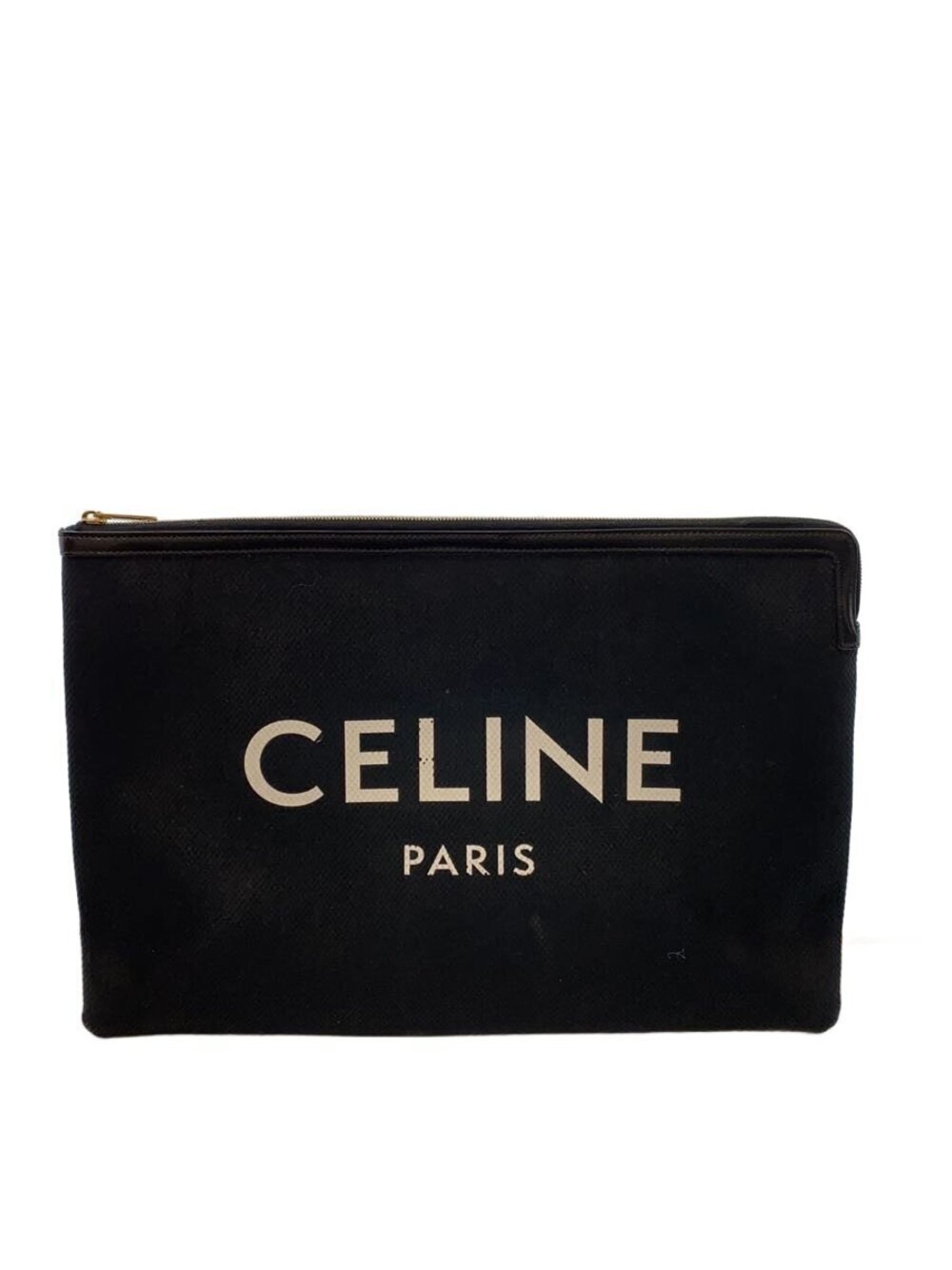 Celine Clutch Bag Canvas Black Pouch